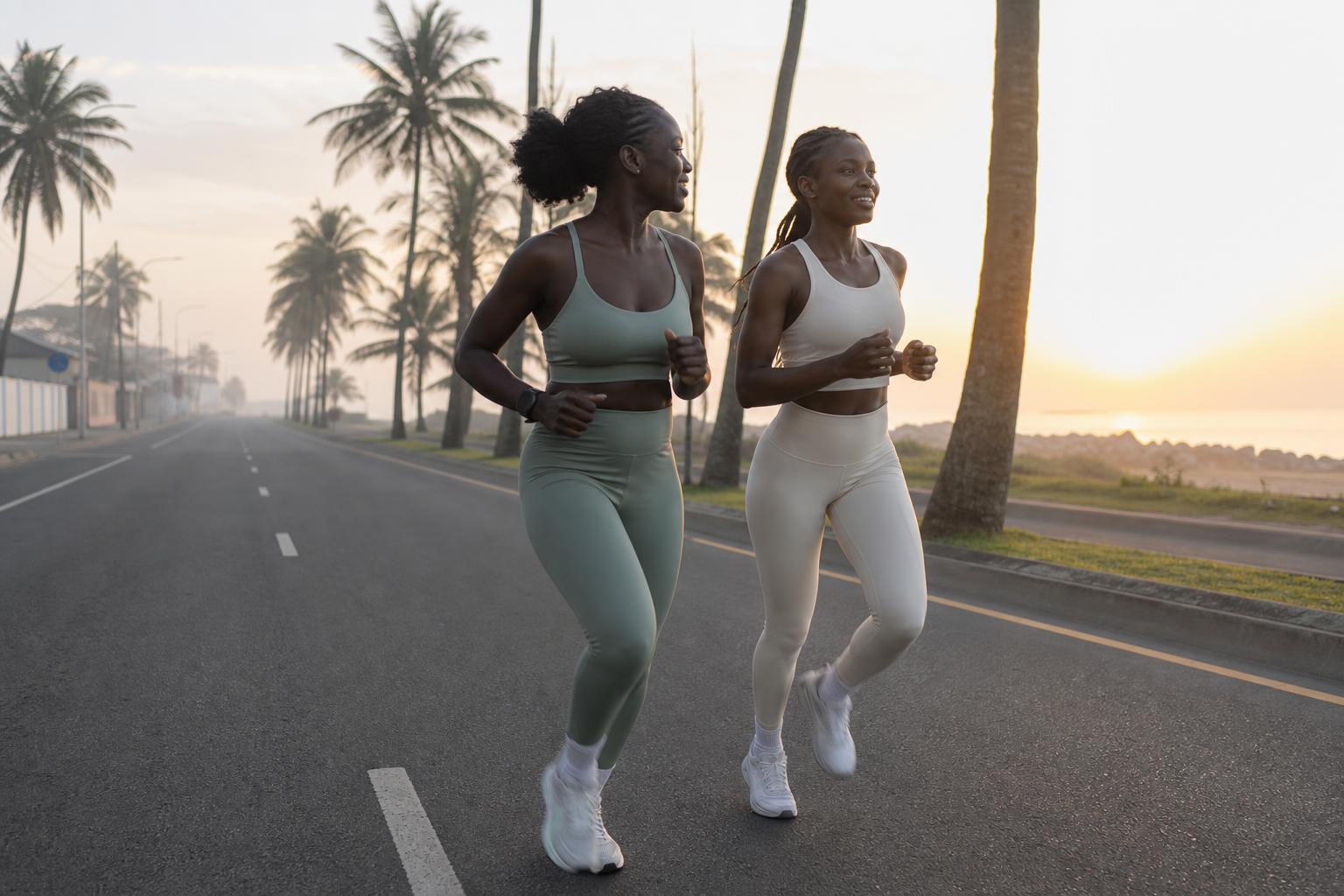 Athlete in motion at sunrise